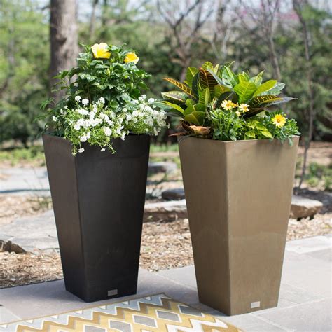 tall square planters outdoor